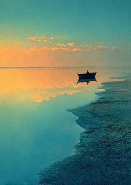 Boat on Water at Sunset