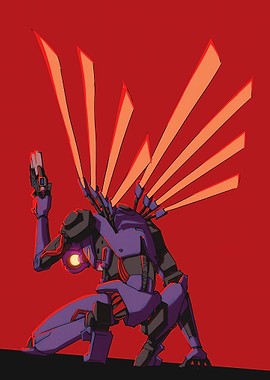 Robotic Figure with Weapon and Wings