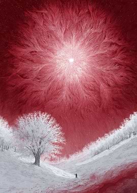 Red Sky Winter Landscape
