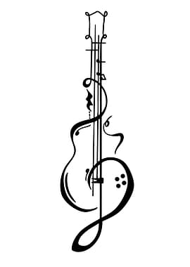 Guitar and Treble Clef Line Art