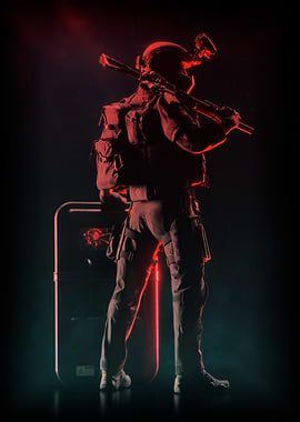 Tactical Soldier with Shield and Rifle