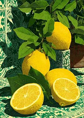Still Life with Lemons and Leaves
