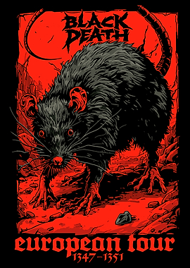 Black Death Rat Poster, Gothic Historical Wall Art, Medieval Europe Plague Illustration Print