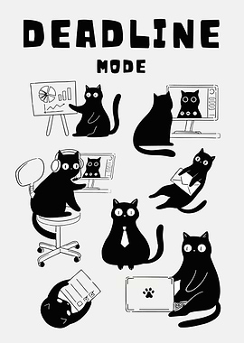 Deadline Mode Cats Working From Home