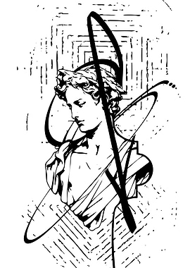 Classical Bust with Abstract Lines