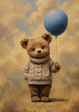 Teddy Bear with Blue Balloon