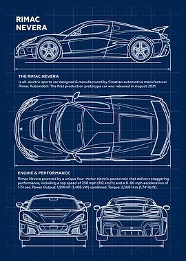 Car Rimac Nevera Blueprint