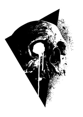 Skull in Triangle - Black and White