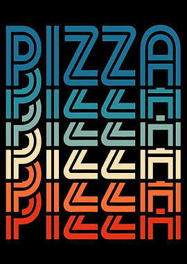 Retro Pizza Poster, Colorful Typography Wall Art, Fun Kitchen Decor Print