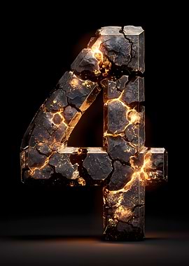 Cracked Stone Number Four with Lava