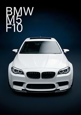 White BMW M5 F10 Front View