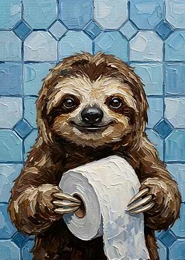 Sloth with Toilet Paper Painting