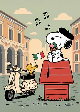 Snoopy in Italy with WoodStock