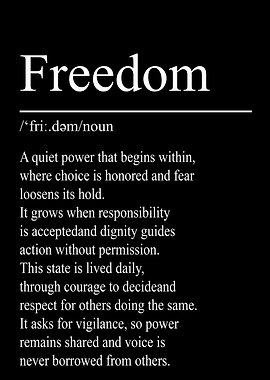 Freedom Definition – Black | Minimalist Typography Poster