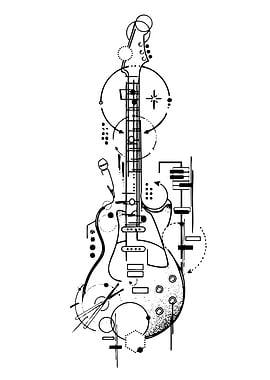 Abstract Guitar Line Art