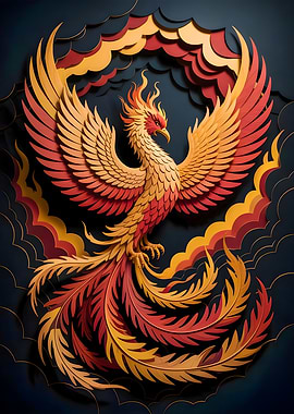 Phoenix Reborn: Layered Papercut Art of the Firebird – Mythical Fantasy Art
