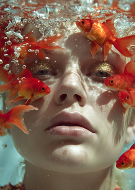 Underwater Portrait with Goldfish