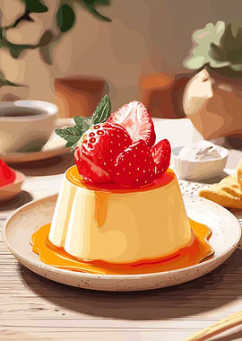 Strawberry Flan Dessert