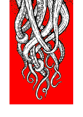 Octopus Tentacles on Red Background