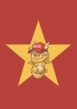 Dragon Cartoon with MCGA Cap