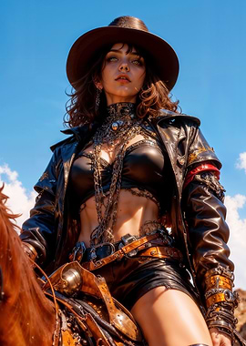 Steampunk woman and horse