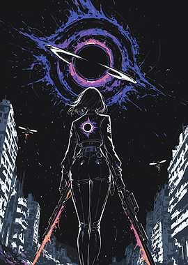 Sci-Fi Warrior with Black Hole