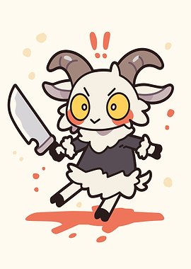 Cartoon Goat with Knife