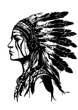 Native American Woman with Headdress