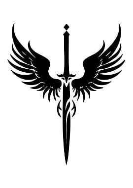 Winged Sword Black and White Emblem