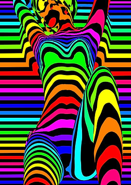 Rainbow Striped Woman