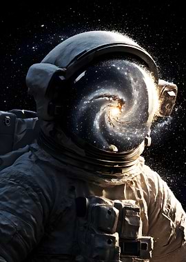 Astronaut with Galaxy Reflection