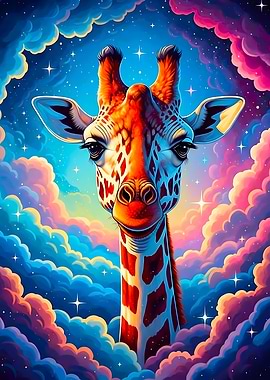 Giraffe in a Colorful Sky