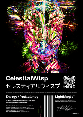CelestialWisp: Neon Cyberpunk Superhero Wall Art for Kids from the LIGHTMAGIC® Series