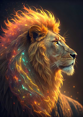 Majestic Lion with Glowing Mane