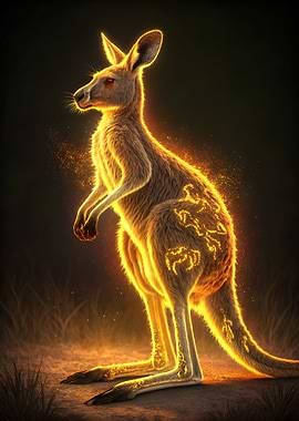 Glowing Kangaroo with Zodiac Symbols