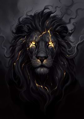 Lion with Golden Cracks