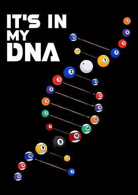 Billiards DNA Poster, Pool Lover Wall Art, 'It's In My DNA' Game Room Illustration Print