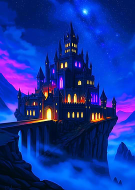 Fantasy Castle at Night
