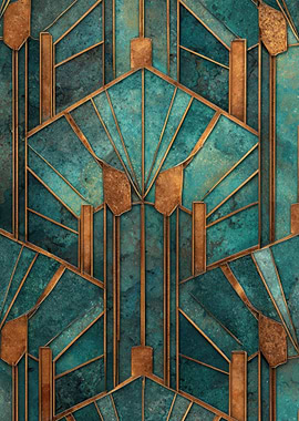 Art Deco Teal and Bronze Pattern