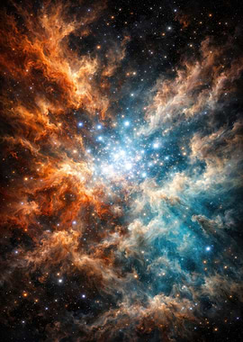 Colorful Nebula with Stars