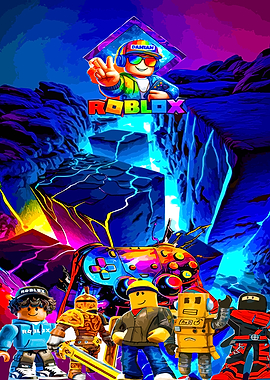 Roblox characters in a digital landscape