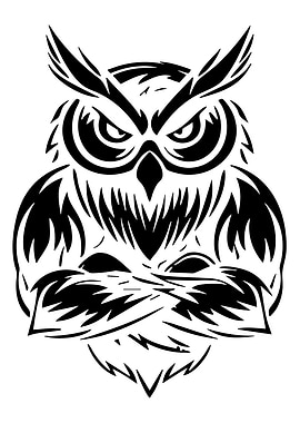 Black and White Owl Illustration