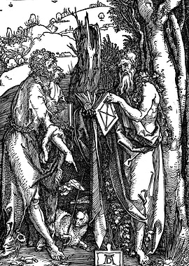 Saint John the Baptist and Saint Onuphrius Albrecht Durer Engraving