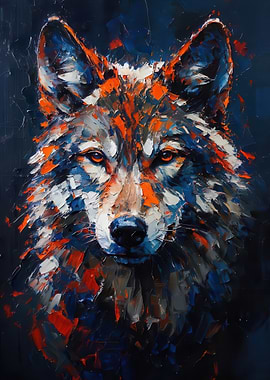 Abstract Wolf Portrait Painting