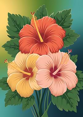 Colorful Hibiscus Flower Arrangement