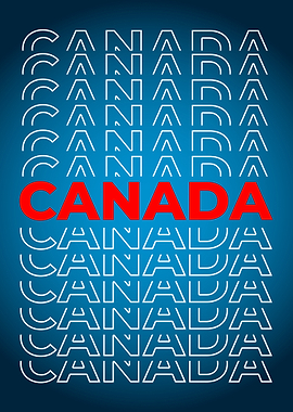 Canada StackedText Art on Blue Background