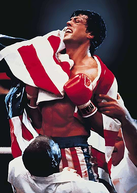 Rocky Balboa Victory with American Flag