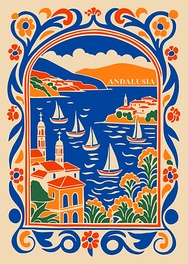 Andalusia Travel Poster Art Deco Style