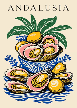 Andalusia Oysters and Lemons Still Life