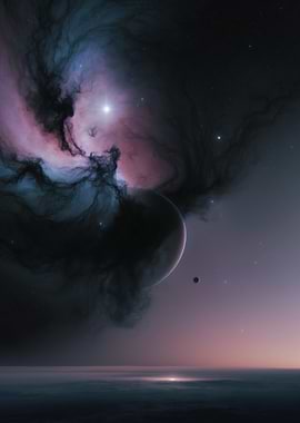 Nebula and Planets over Water
